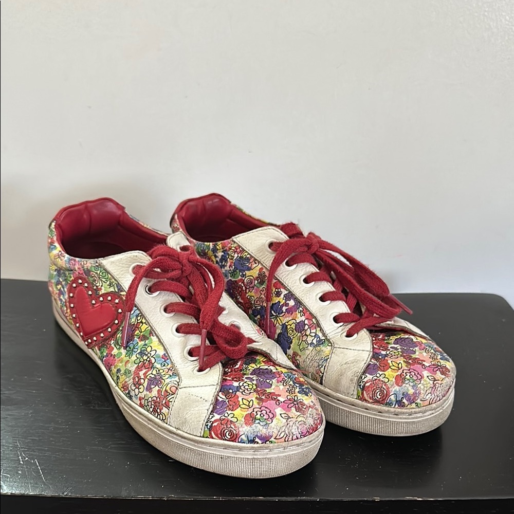 Brighton Multicolor Floral Sneakers with Red Accents